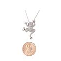 Frog Necklace .925 Sterling Silver Clear CZ Cubic 