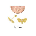 10k Yellow Gold Dragonfly Screwback Earrings 7x12