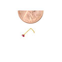 22G Nose Stud 14k Yellow Gold 3mm Red CZ Nose Pin 