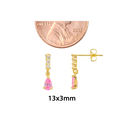 10k Yellow Gold Dangle Earrings Pink Teardrop Cubi