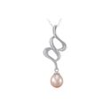 Pink Pearl Swirl Design Necklace White CZ .925 Ste