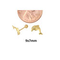 Dolphin with CZ Eyes Stud Earrings 10k Yellow Gold