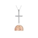 Sterling Silver Cross Pendant Necklace White Micro