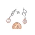 Dangle Earrings Pink Pearl Abstract Swirl Design W