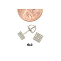 Sterling Silver Square Screw Back Stud Earrings 6m