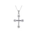 Sterling Silver Cross Necklace White Pave CZ Cubic