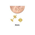 10k Yellow Gold Square Stud Earrings with Laser Cu