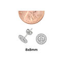 Micropave Peace Sign Stud Earrings 925 Sterling Si