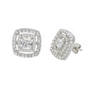 Halo Stud Earrings Sterling Silver Cubic Zirconia 