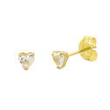 10k Yellow Gold Clear CZ Heart Stud Earrings with 