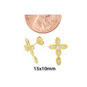 10k Yellow Gold CZ Cross Stud Earrings with Pushba