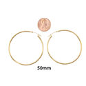 14k Yellow Gold Hoop Earrings 50mm Latch Post 2 In