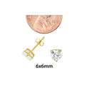 10k Yellow Gold Clear CZ Heart Stud Earrings with 