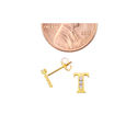 10k Yellow Gold Letter T Initial Stud Earrings Cub