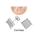 Sterling Silver Stud Earrings Kite Shape Micropave