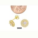 Stud Earrings Yellow Gold Plate Pave White CZ Cubi