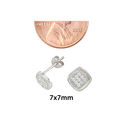 Sterling Silver Micropave Stud Earrings Rounded Sq