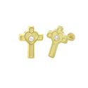 10k Yellow Gold Cross with Heart Stud Earrings Scr