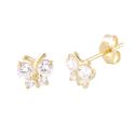 14k Yellow Gold CZ Small Butterfly Stud Earrings 5