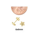 10k Yellow Gold Star Stud Earrings Laser Cut with 