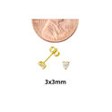 10k Yellow Gold Clear CZ Heart Stud Earrings with 