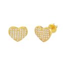 Heart Earrings Screwback Studs Sterling Silver Yel