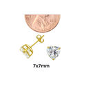 10k Yellow Gold Clear CZ Heart Stud Earrings with 