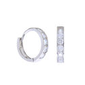 10k White Gold Small Huggie Hoop Earrings Clear CZ