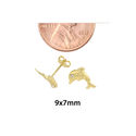 Dolphin with CZ Eyes Stud Earrings 10k Yellow Gold