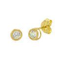 10k Yellow Gold Clear CZ Stud Earrings Round Bezel