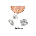 Sterling Silver Love Knot Stud Earrings Micropave 