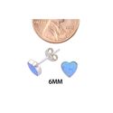 Opal Heart Stud Earrings Iridescent Periwinkle Gre