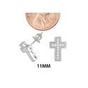 Cross Screwback Earrings Sterling Silver Pave CZ C