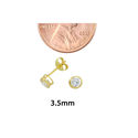 10k Yellow Gold Clear CZ Stud Earrings Round Bezel