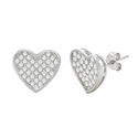 Sterling Silver Micropave Heart Stud Earrings Clea