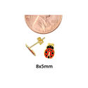 10k Yellow Gold Lady Bug Stud Earrings Hand Painte