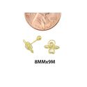 10k Yellow Gold Mini Angel Stud Earrings Screwback