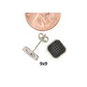 Mens Earrings 925 Sterling Silver Black Pave Cubic