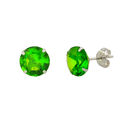 10k White Gold Peridot Green CZ Stud Earrings Cubi