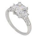 Princess Cut Clear CZ Sterling Silver Ring 9mm Cub