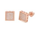 Hip Hop Screwback Earrings Rose Gold Plated Pave C