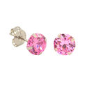 10k White Gold Pink Cubic Zirconia Stud Earrings R