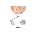 10k White Gold Clear CZ Stud Earrings Round Bezel 