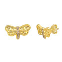 10k Yellow Gold Dragonfly Earrings 7mm x 12mm - Ha