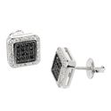 Mens Screwback Earrings Hip Hop Black & White CZ S