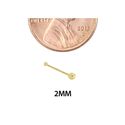 20G 14k Yellow Gold 2mm Ball Nose Stud Nose Bone 