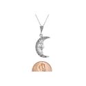 Marcasite Necklace Man in the Moon Pendant 18" Cha