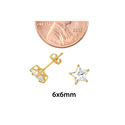 10k Yellow Gold Clear CZ Star Stud Earrings with P