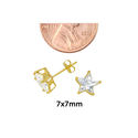 10k Yellow Gold Clear CZ Star Stud Earrings with P