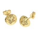 14k Yellow Gold Half Ball Stud Earrings Laser Cut 